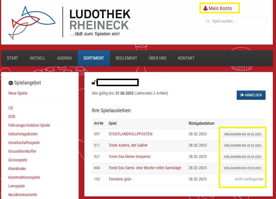 Kundenkonto Website